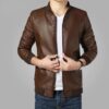 Premium Brown party and casual wear imported PU Leather Jacket 2