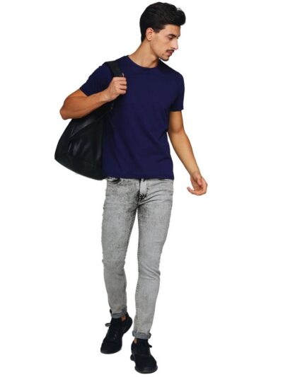 Combo of 2 (Navy-blue & Grey-melange) Men’s Premium half-sleeves round-neck T-Shirts