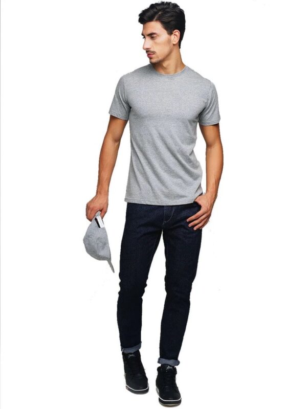 Combo of 2 (Navy-blue & Grey-melange) Men's Premium half-sleeves round-neck T-Shirts 5