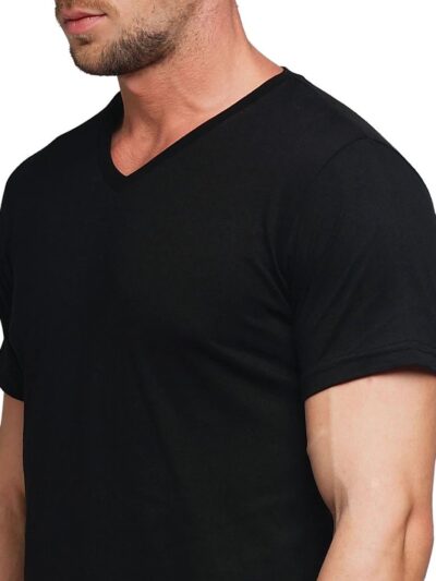 Combo of 2 (Black & Red) Men’s premium half-sleeves v-neck T-Shirts