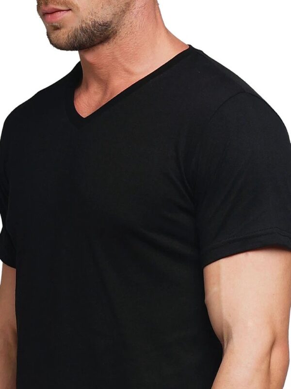Combo of 2 (Black & Red) Men's premium half-sleeves v-neck T-Shirts 4