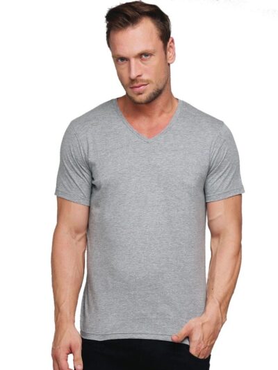 Combo of 2 (Black & Grey-melange) Men’s premium half-sleeves V-neck T-Shirts