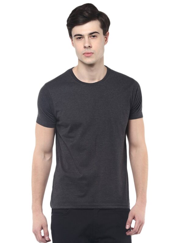 Combo of 2 (White & Charcoal-melange) Men's Premium T-Shirts 7