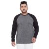 Men's charcoal-melange plus-size raglan full-sleeves t-shirt 2